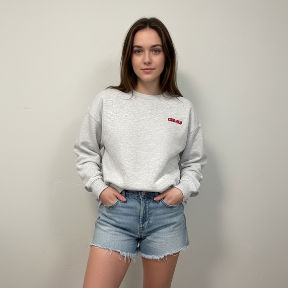 Wilo The Label Tops - Club Wilo Women’s Gray Crewneck Sweatshirt, Size XS